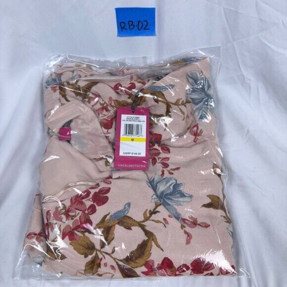 Vince Camuto Womens Floral Blouson Casual Dress Puff Sleeves Pink SZ M Was $149 - Picture 2 of 2